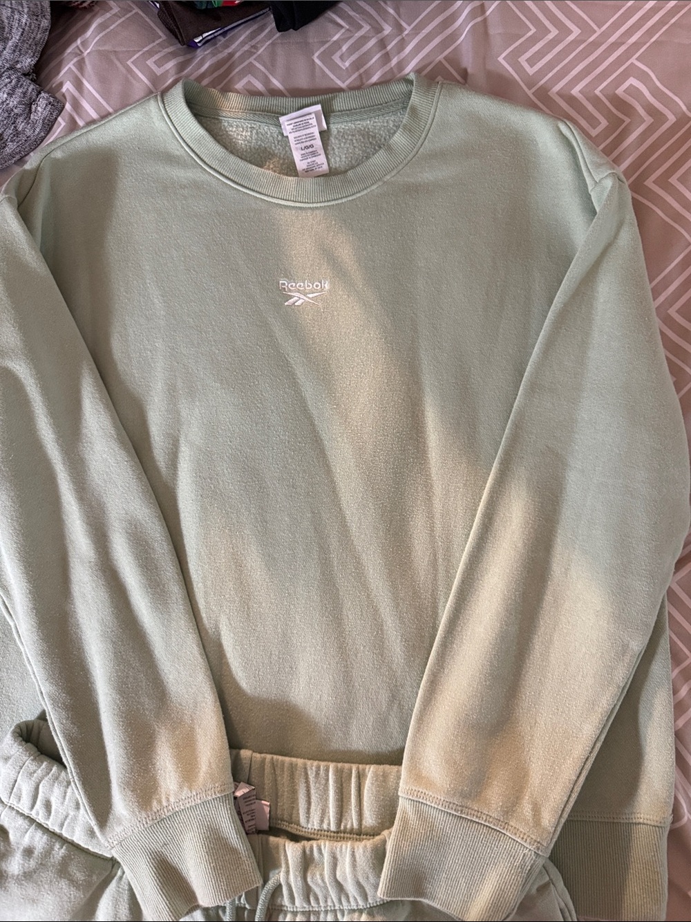 Reebok Women's Light Sage Green Crewneck Sweatshirt